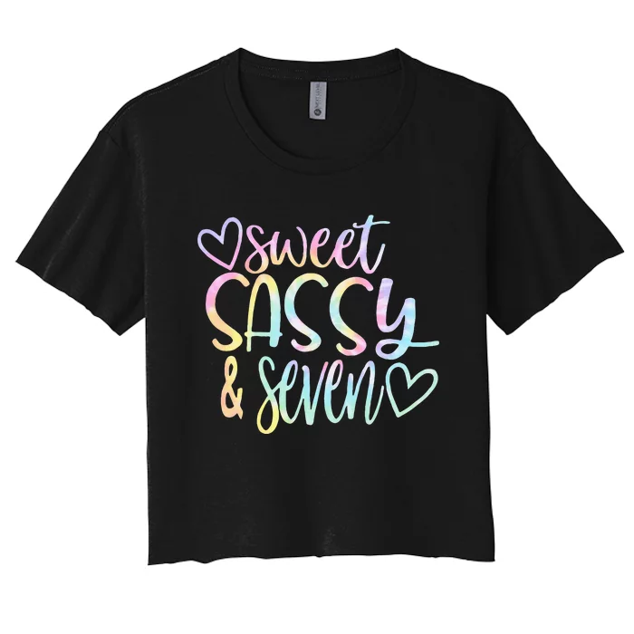 Sweet Sassy And Seven Birthday Tie Dye Tee Kids Women's Crop Top Tee