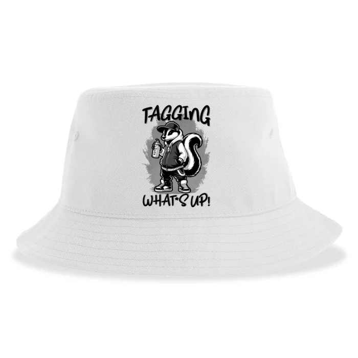 Spray Stripes: A SkunkS Tail Of Graffiti Tagging Sustainable Bucket Hat