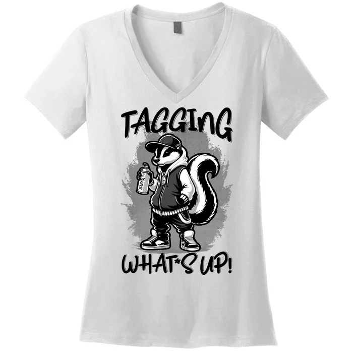 Spray Stripes: A SkunkS Tail Of Graffiti Tagging Women's V-Neck T-Shirt