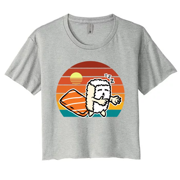 Sleepwalking Sushis And Sashimis Salmon Sushi Lover Kawaii Gift Women's Crop Top Tee