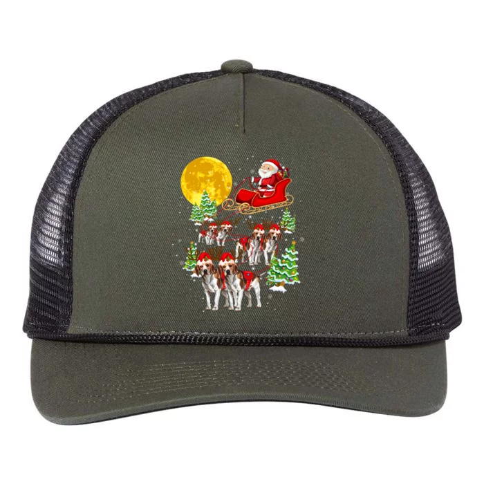 Santa Sleigh And Beagle Dogs Xmas Pajama Merry Christmas Boys Cute Gift Retro Rope Trucker Hat Cap