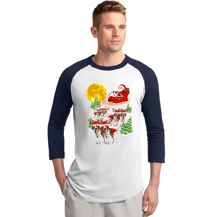 Santa Sleigh And Beagle Dogs Xmas Pajama Merry Christmas Boys Cute Gift Baseball Sleeve Shirt