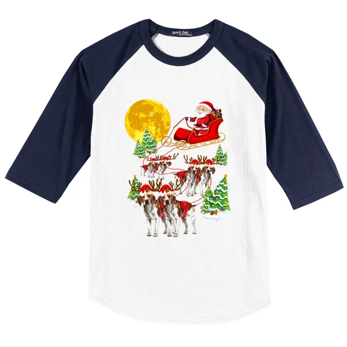 Santa Sleigh And Beagle Dogs Xmas Pajama Merry Christmas Boys Cute Gift Baseball Sleeve Shirt