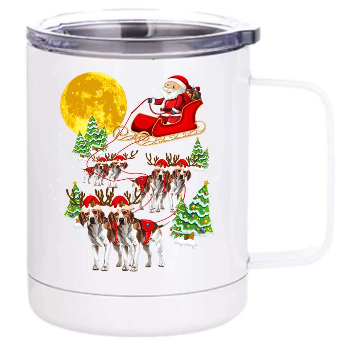 Santa Sleigh And Beagle Dogs Xmas Pajama Merry Christmas Boys Cute Gift Front & Back 12oz Stainless Steel Tumbler Cup