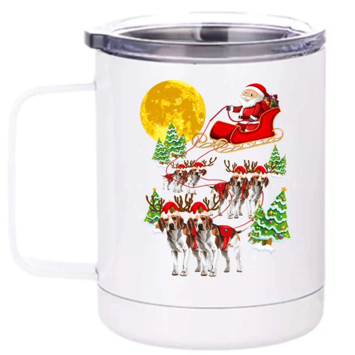 Santa Sleigh And Beagle Dogs Xmas Pajama Merry Christmas Boys Cute Gift Front & Back 12oz Stainless Steel Tumbler Cup