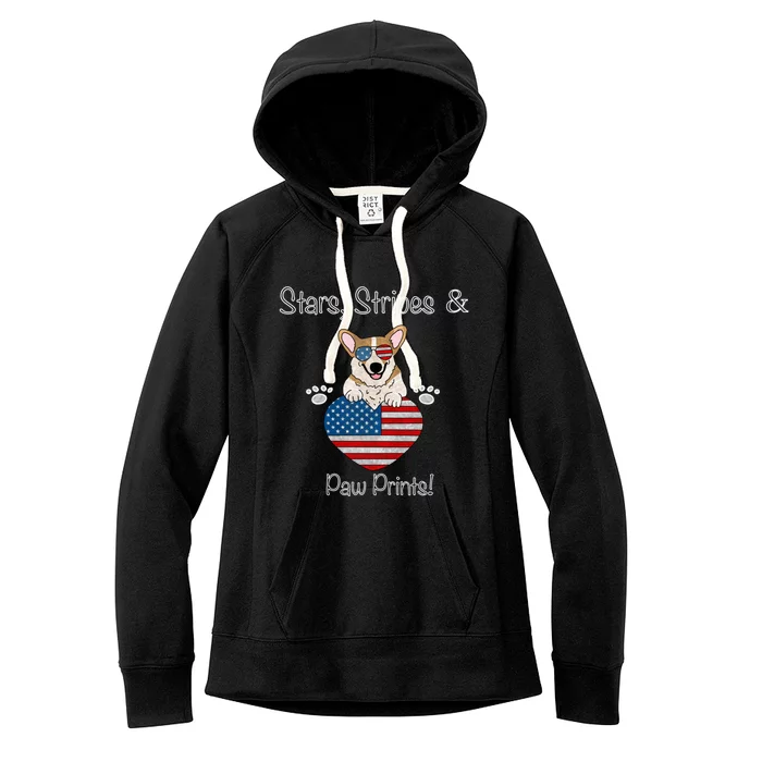 Stars Stripes And Paw Printspembroke Welsh Corgi Indian Creek Great Gift Women's Fleece Hoodie