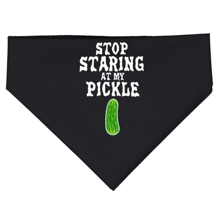 Stop Staring At My Pickle Costume Funny Easy Halloween Gift USA-Made Doggie Bandana