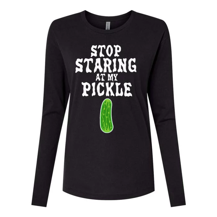 Stop Staring At My Pickle Costume Funny Easy Halloween Gift Womens Cotton Relaxed Long Sleeve T-Shirt