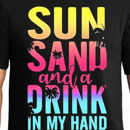 Sun Sand And A Drink In My Hand Beach Cruise Vacation Funny Pajama Set