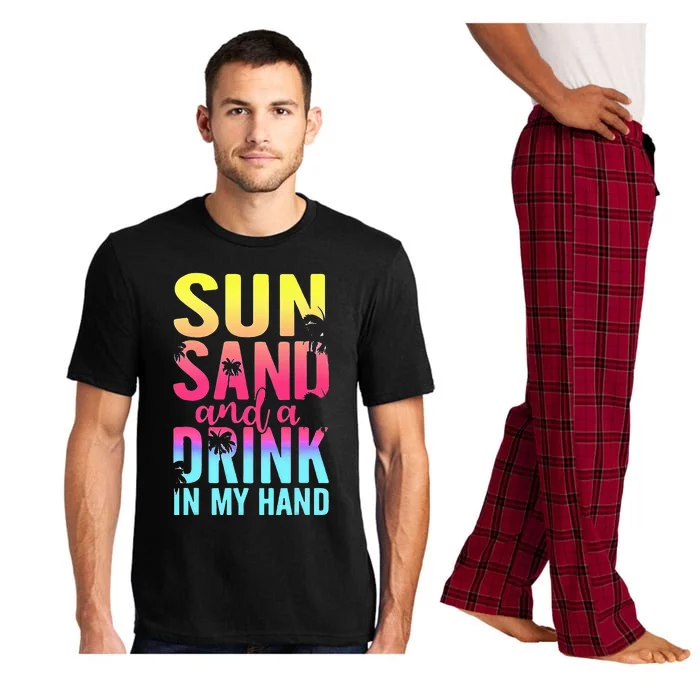 Sun Sand And A Drink In My Hand Beach Cruise Vacation Funny Pajama Set