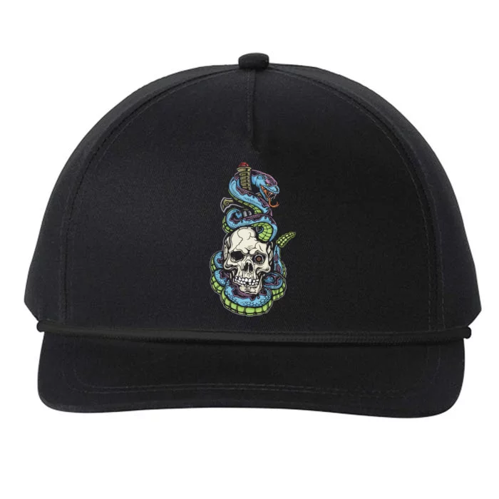 Snake Skull And Dagger Tattoo Snapback Five-Panel Rope Hat