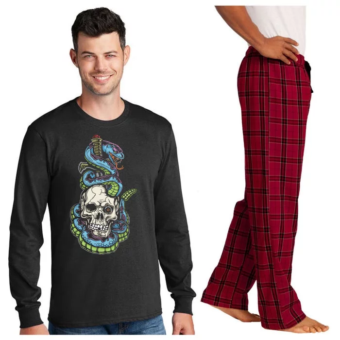 Snake Skull And Dagger Tattoo Long Sleeve Pajama Set