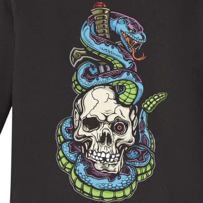 Snake Skull And Dagger Tattoo Baby Long Sleeve Bodysuit