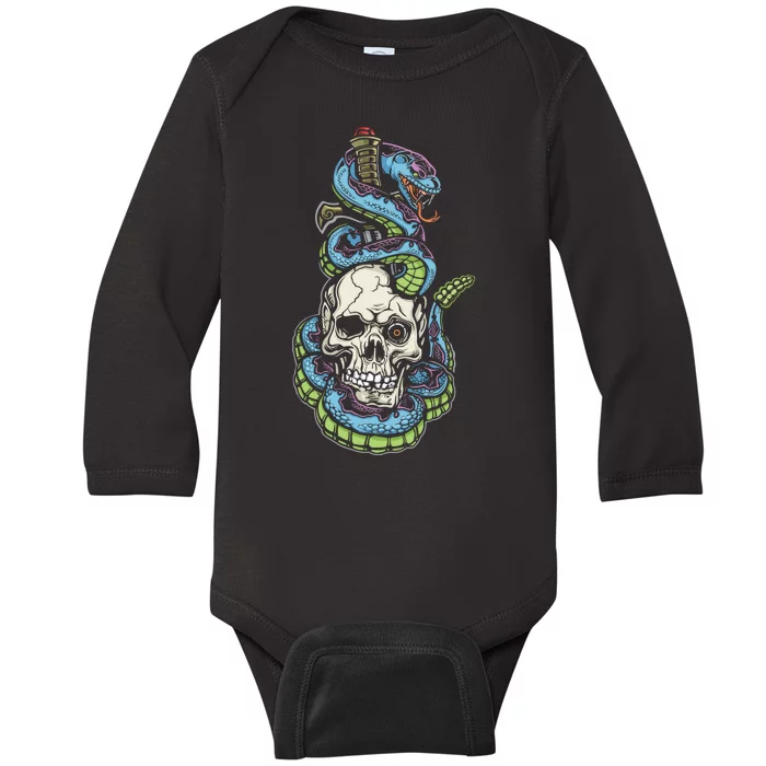 Snake Skull And Dagger Tattoo Baby Long Sleeve Bodysuit