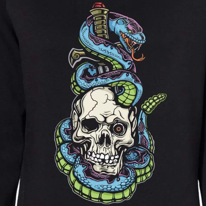 Snake Skull And Dagger Tattoo Womens California Wash Sweatshirt