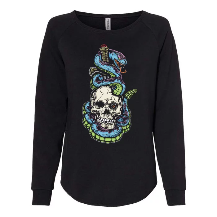 Snake Skull And Dagger Tattoo Womens California Wash Sweatshirt