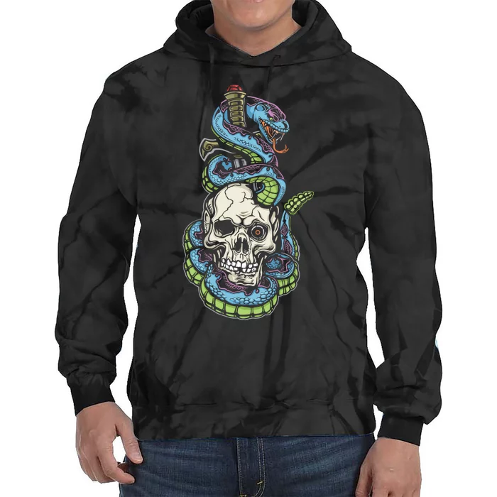 Snake Skull And Dagger Tattoo Tie Dye Hoodie