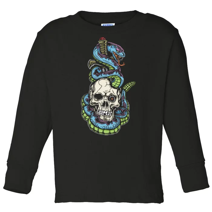 Snake Skull And Dagger Tattoo Toddler Long Sleeve Shirt