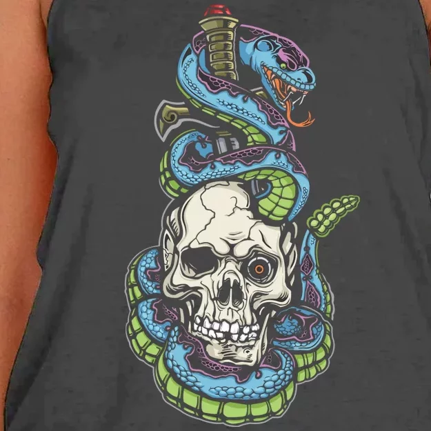 Snake Skull And Dagger Tattoo Women's Knotted Racerback Tank