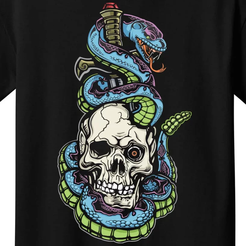 Snake Skull And Dagger Tattoo Kids T-Shirt