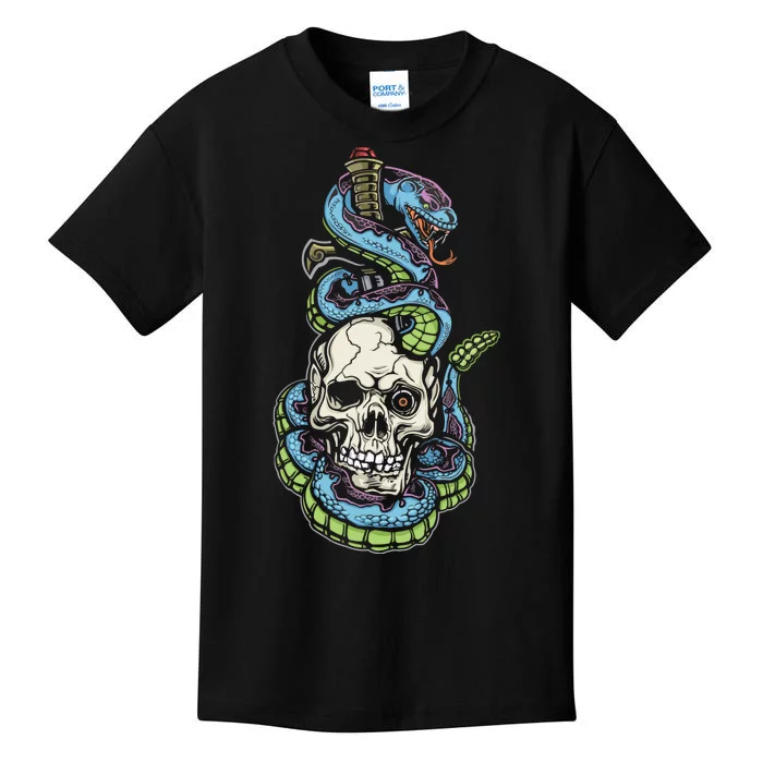 Snake Skull And Dagger Tattoo Kids T-Shirt