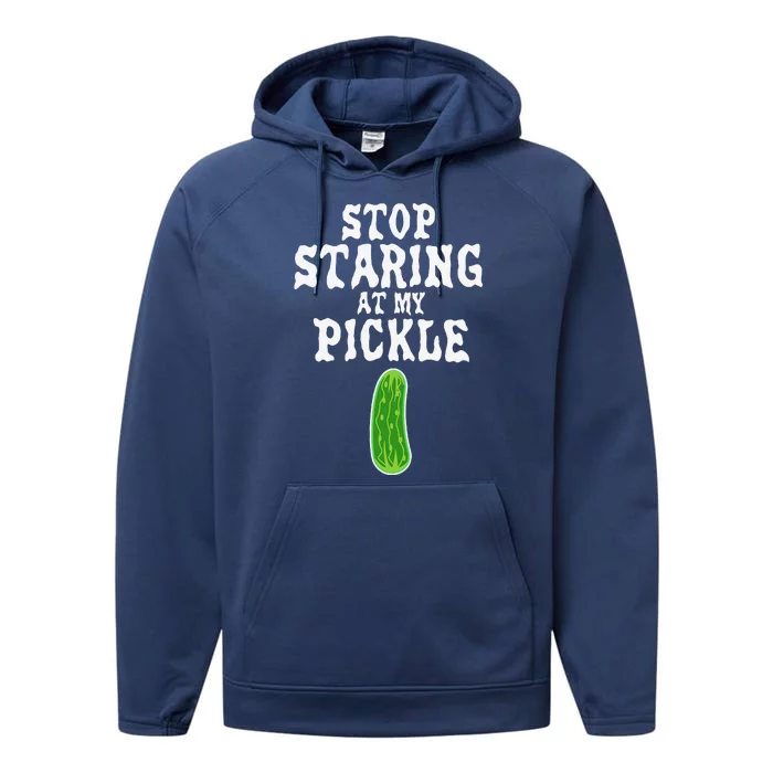 Stop Staring AT My Pickle Costume Funny Easy Halloween Gift Performance Fleece Hoodie