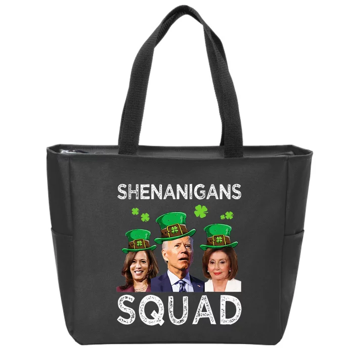 Shenanigans Squad Anti Biden Shamrock St Patrick's Day Funny Zip Tote Bag