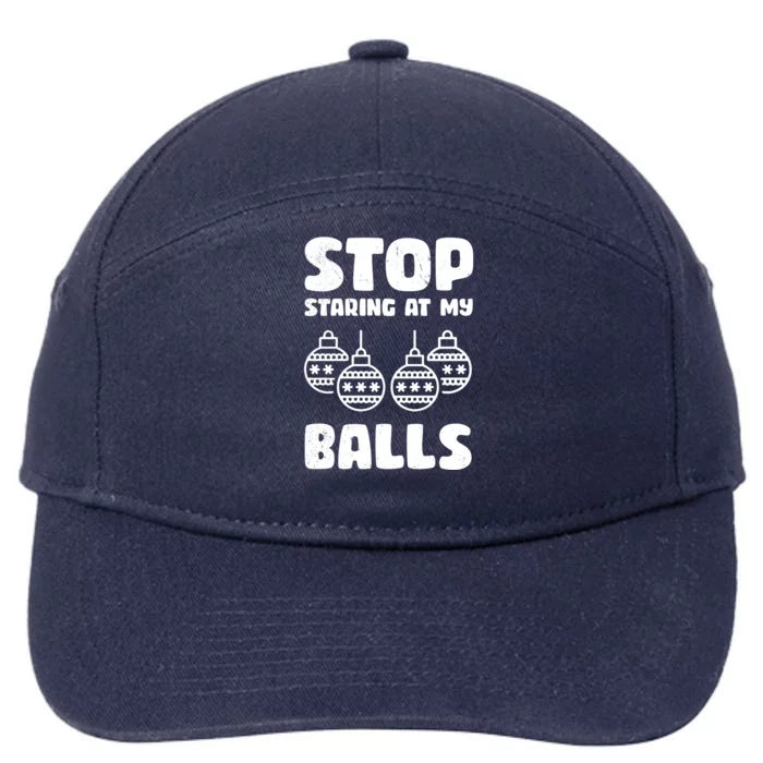 Stop Staring At My Balls Funny XMas 7-Panel Snapback Hat