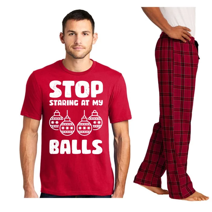 Stop Staring At My Balls Funny XMas Pajama Set