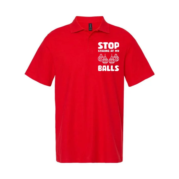 Stop Staring At My Balls Funny XMas Softstyle Adult Sport Polo