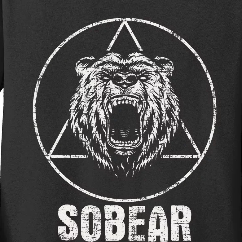 Sobear Sobriety Anniversary Sober AA NA Recovery Kids Long Sleeve Shirt