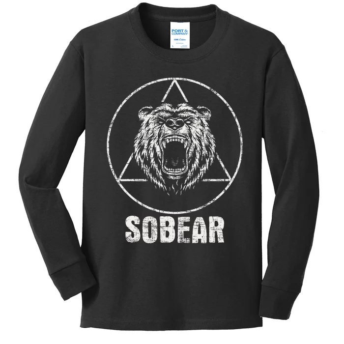 Sobear Sobriety Anniversary Sober AA NA Recovery Kids Long Sleeve Shirt