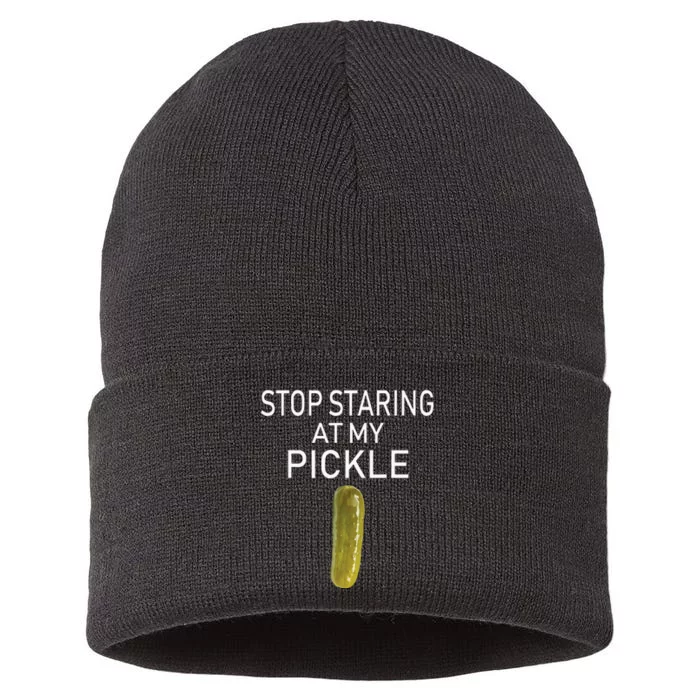 Stop Staring At My Pickle Dirty Adult Halloween Costume Idea Sustainable Knit Beanie