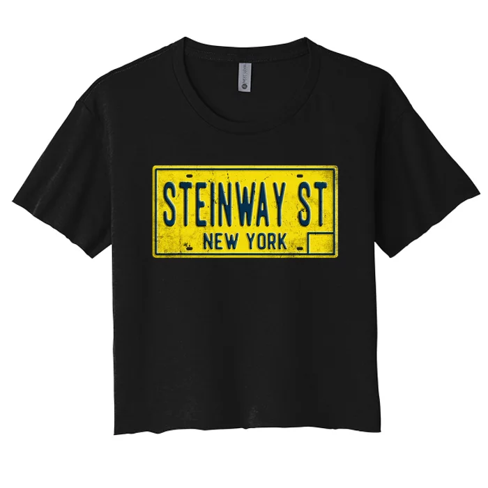 Steinway Street Astoria Queens Ny New York Home Retro Women's Crop Top Tee