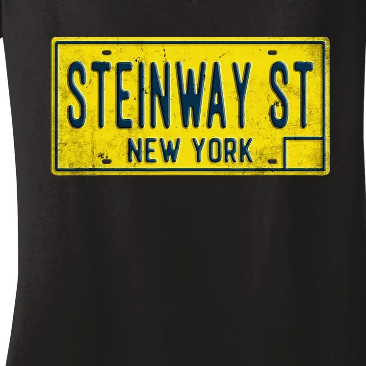 Steinway Street Astoria Queens Ny New York Home Retro Women's V-Neck T-Shirt