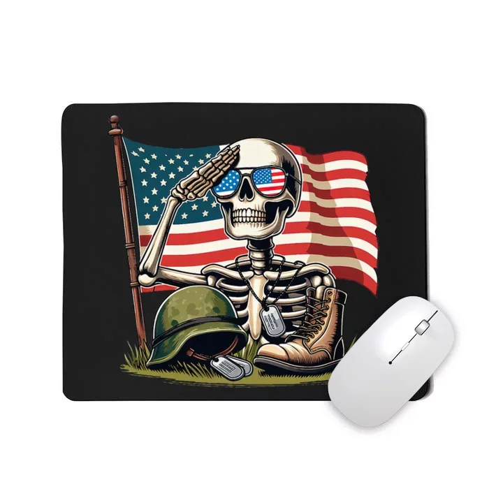 Salute Skeleton American Usa Flag Memorial Day Mousepad