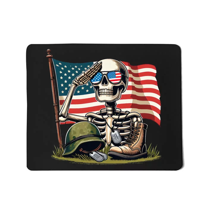 Salute Skeleton American Usa Flag Memorial Day Mousepad