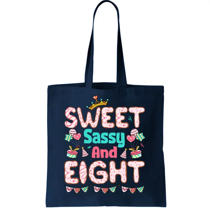 Sweet Sassy And Eight Birthday For Girl 8 Year Old Tote Bag