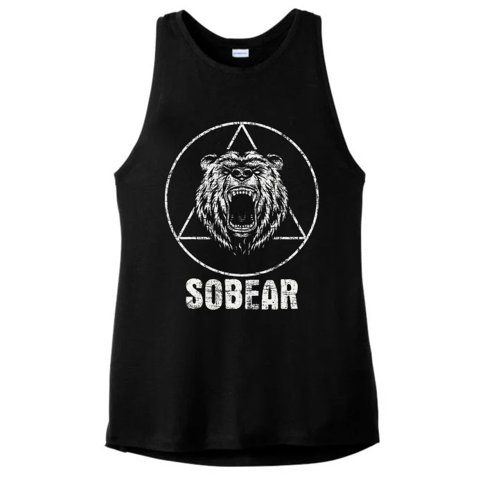 Sobear Sobriety Anniversary Sober AA NA Recovery Ladies Tri-Blend Wicking Tank