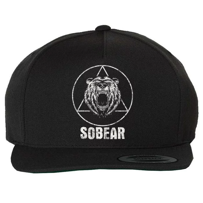 Sobear Sobriety Anniversary Sober AA NA Recovery Wool Snapback Cap