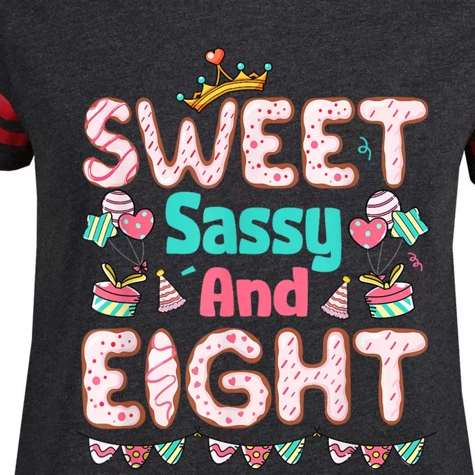 Sweet Sassy And Eight Birthday For Girls 8 Year Old Enza Ladies Jersey Football T-Shirt