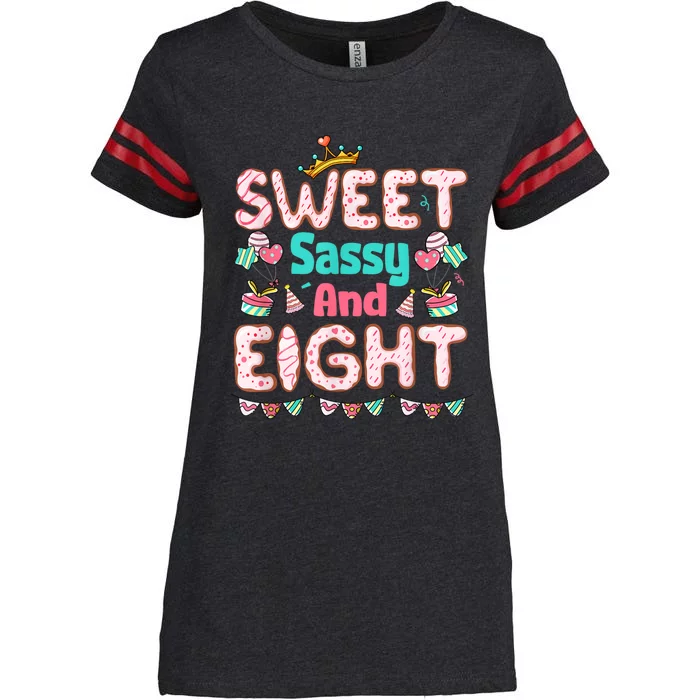 Sweet Sassy And Eight Birthday For Girls 8 Year Old Enza Ladies Jersey Football T-Shirt