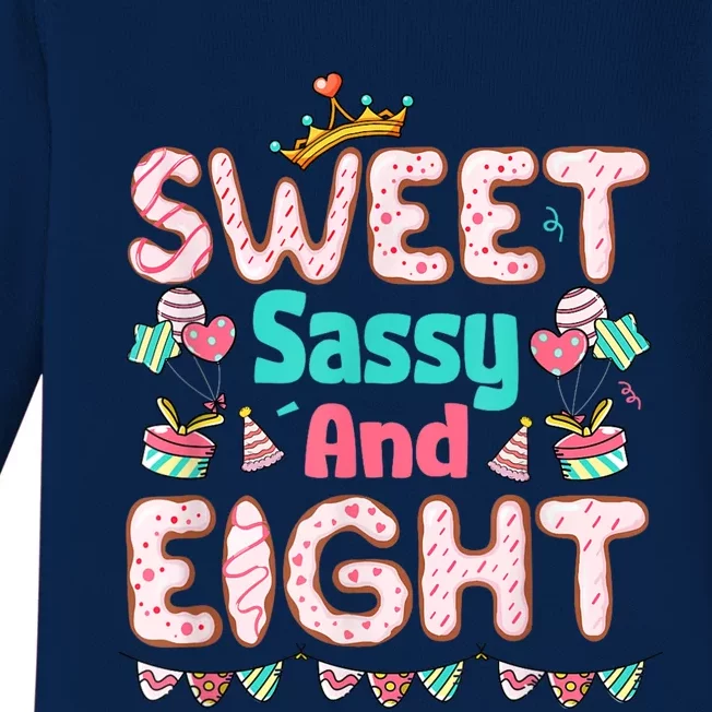 Sweet Sassy And Eight Birthday For Girls 8 Year Old Baby Long Sleeve Bodysuit