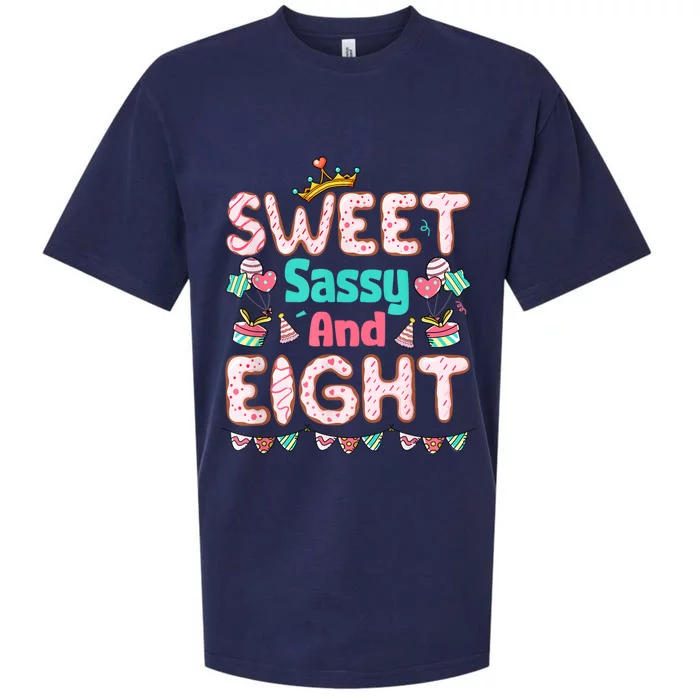 Sweet Sassy And Eight Birthday For Girls 8 Year Old Sueded Cloud Jersey T-Shirt