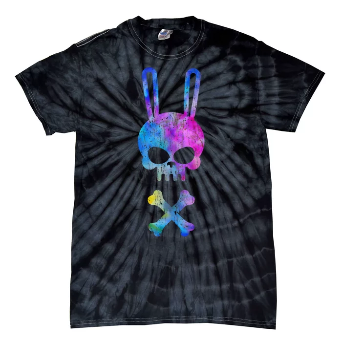 Scary Skull And Crossbones Bad Rabbit Horror Bunny Tie Dye Tie-Dye T-Shirt