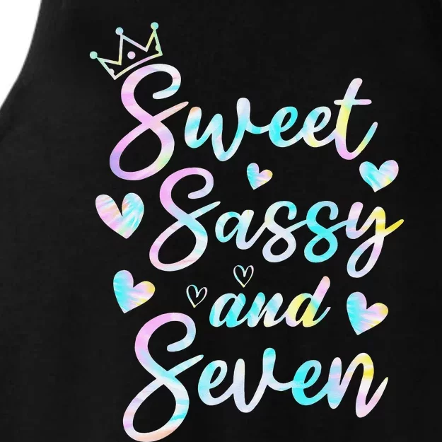 Sweet Sassy And Seven 7th Birthday 7 Years Old Princess Ladies Tri-Blend Wicking Tank