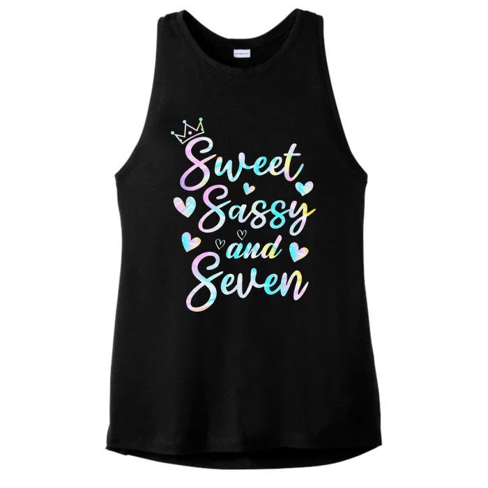 Sweet Sassy And Seven 7th Birthday 7 Years Old Princess Ladies Tri-Blend Wicking Tank