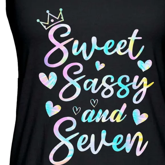 Sweet Sassy And Seven 7th Birthday 7 Years Old Princess Ladies Essential Flowy Tank