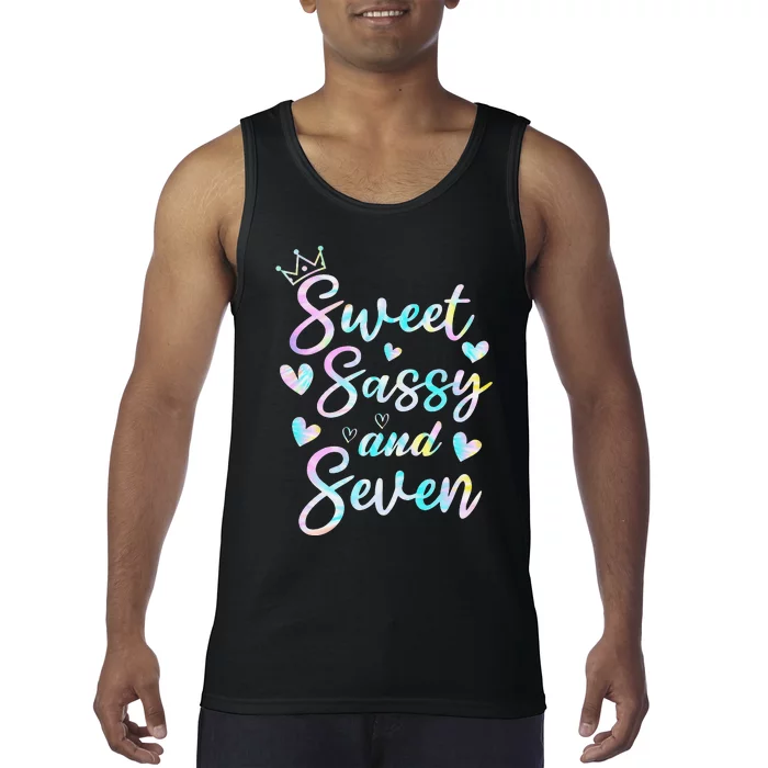 Sweet Sassy And Seven 7th Birthday 7 Years Old Princess Tank Top