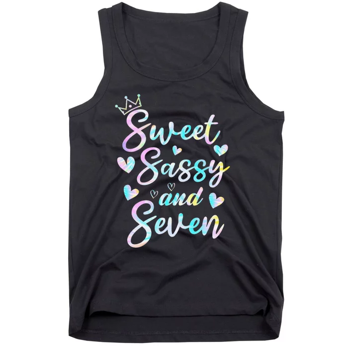 Sweet Sassy And Seven 7th Birthday 7 Years Old Princess Tank Top